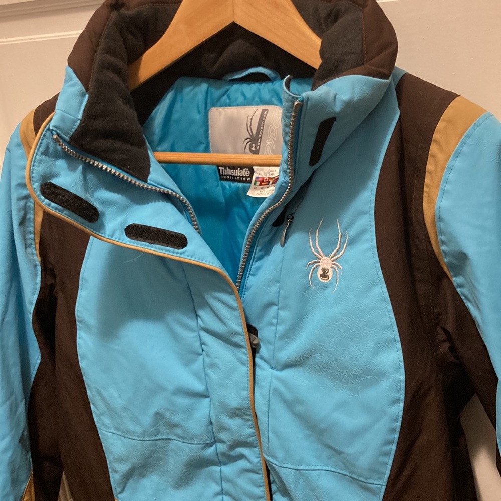 SPYDER Womens blue & brown ski jacket size 12 BRAND NEW